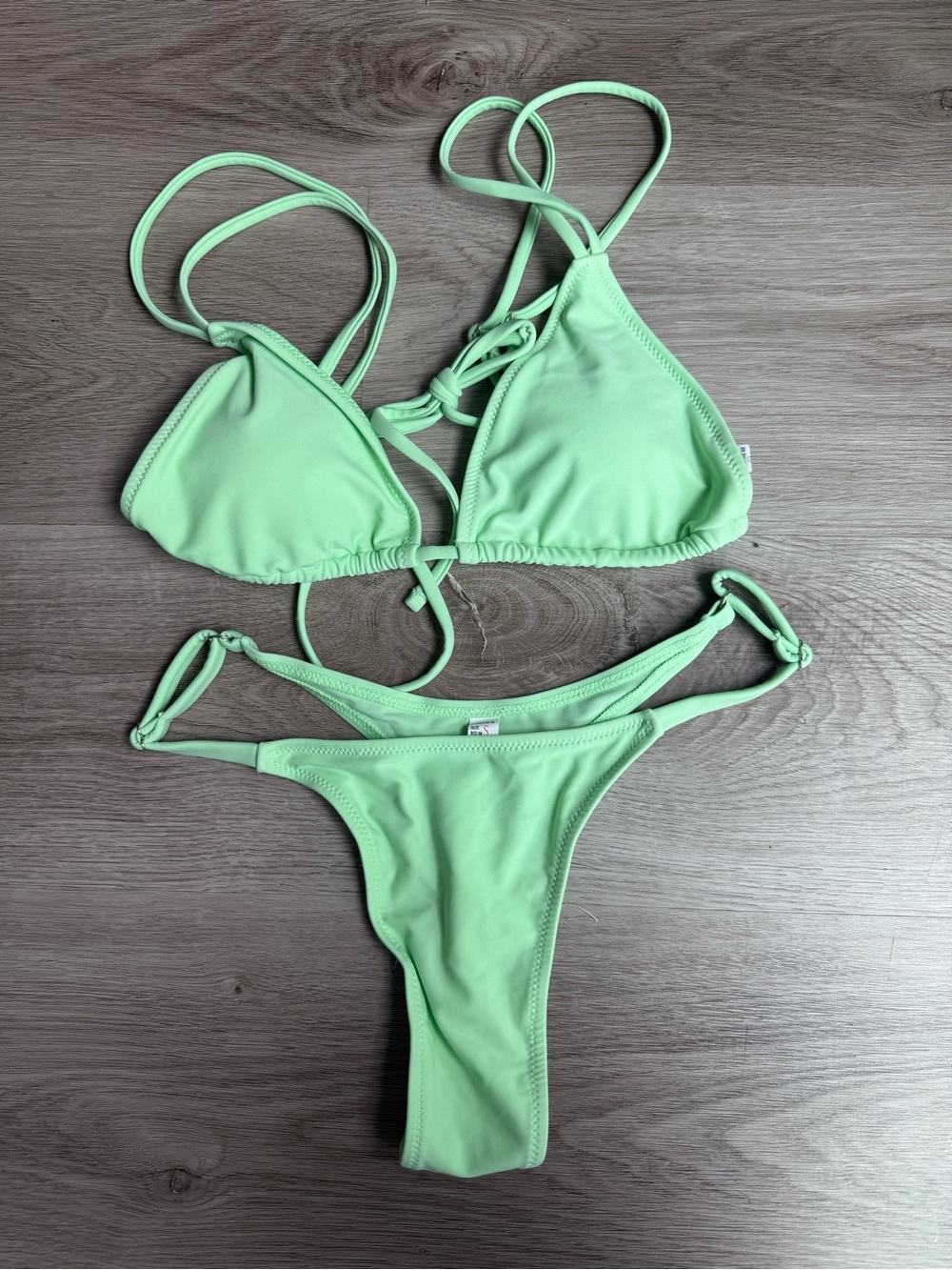 Neon Green Triangle String Bikini Top & Bottom Set